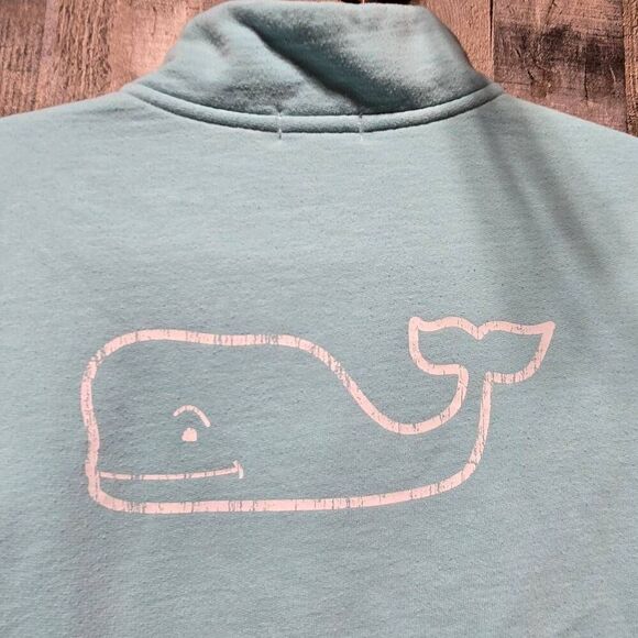 Vineyard Vines 1/4 Zip Pullover Sweater Womens Seafoam Blue Whale Logo - Picture 5 of 6